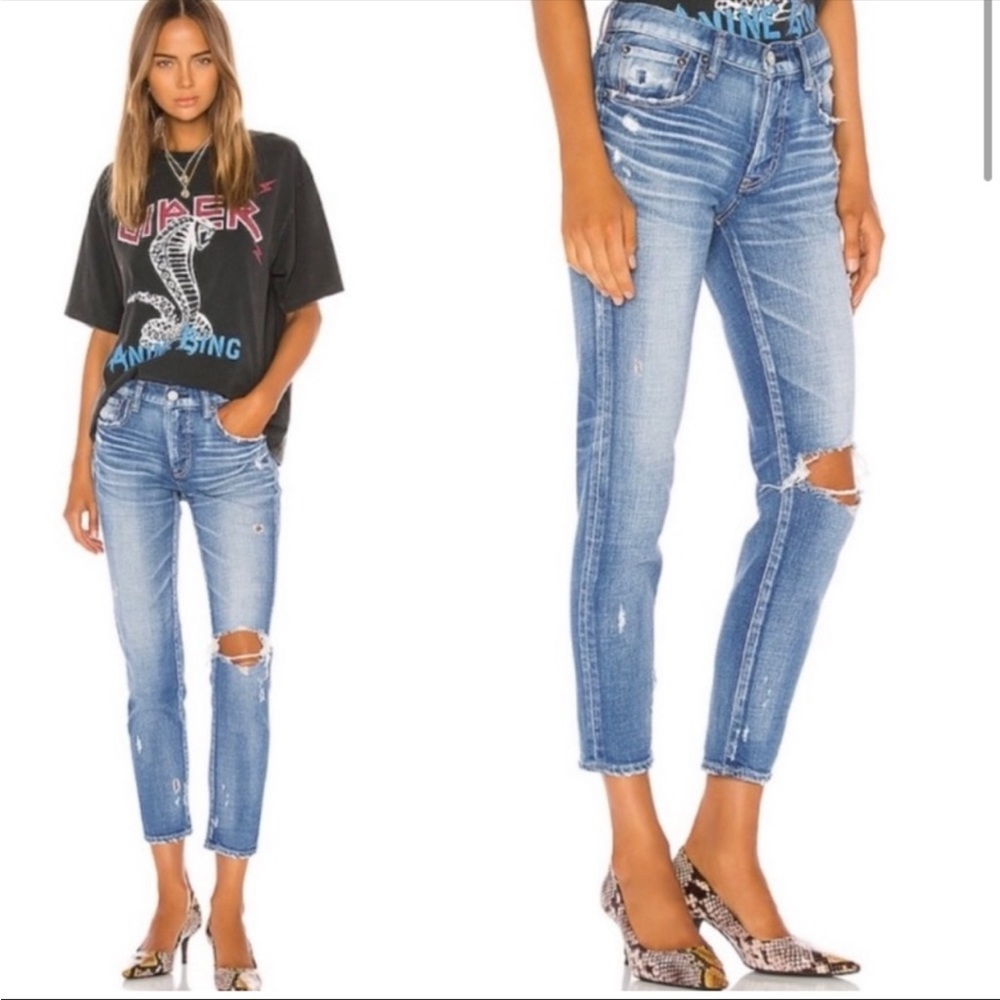 Moussy distressed button fly jeans